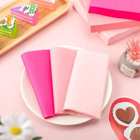 300 Pcs Paper Napkins 6.5 x 6.5 Inch 3 Colors Wedding Disposable Dinner Napkins Guest Towels Luncheon Napkins for Party Celebration Gathering Birthday Supplies(Pink Series) in Saudi Arabia