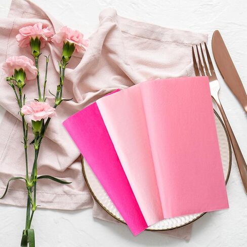 300 Pcs Paper Napkins 6.5 x 6.5 Inch 3 Colors Wedding Disposable Dinner Napkins Guest Towels Luncheon Napkins for Party Celebration Gathering Birthday Supplies(Pink Series) in Saudi Arabia