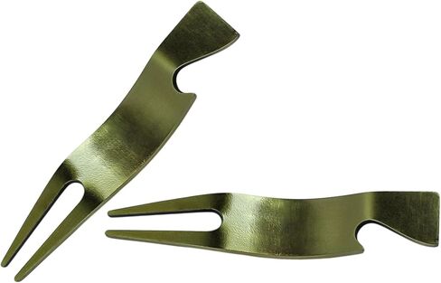 Divot Repair Tool, Ergonomic 4 in 1 Design, U Shaped Top to Rest Clubs, Bottle Opener, Lightweight and Sturdy (Brushed Gold) in Kuwait