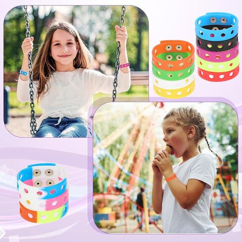 Silicone Charm Bracelets, 12 Pieces 8 Inch Rubber Wristbands Colorful Stretch Bands Cute Adjustable Rubber Bracelets Bithday Party Favors with Holes for Shoe Charm Birthday Classroom Party Award in Saudi Arabia
