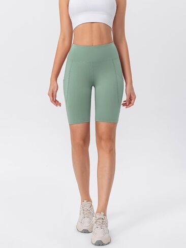 TAISIM Women's High Waist Yoga Bike Shorts with Pockets, Tummy Control Fitness Athletic Workout Running Shorts in Saudi Arabia