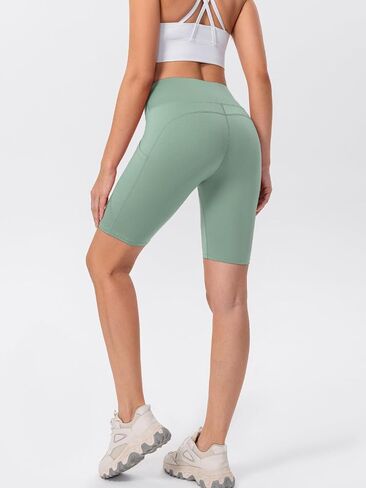 TAISIM Women's High Waist Yoga Bike Shorts with Pockets, Tummy Control Fitness Athletic Workout Running Shorts in Saudi Arabia