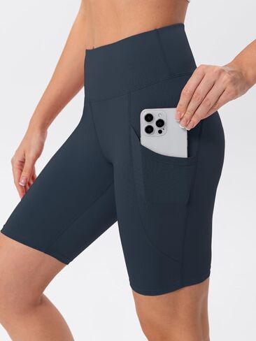 TAISIM Women's High Waist Yoga Bike Shorts with Pockets, Tummy Control Fitness Athletic Workout Running Shorts in Saudi Arabia