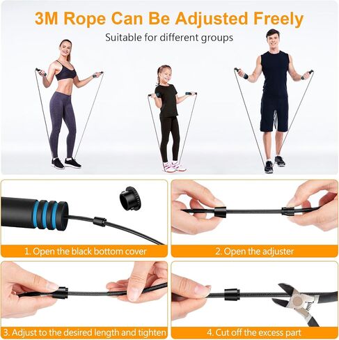 Gritin Skipping Rope, Speed Jump Rope Non-Slip Memory Foam Handle Tangle-free Adjustable Rope with Rapid Ball Bearings Fitness Workouts Fat Burning Exercises for Adults-Azure in Saudi Arabia