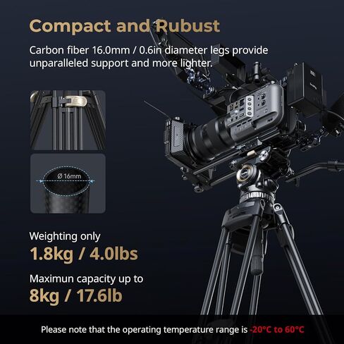 مجموعة حامل ثلاثي القوائم للفيديو من ألياف الكربون SmallRig AD-Pro8 FreeBlazer، حامل ثلاثي القوائم للفيديو مقاس 77 بوصة مع موازنة 6 خطوات، تخميد هيدروليكي 4 خطوات/إمالة، 2 موزعات متوسطة المستوى، أقصى تحميل 17.6 رطل - 4465 in Saudi Arabia