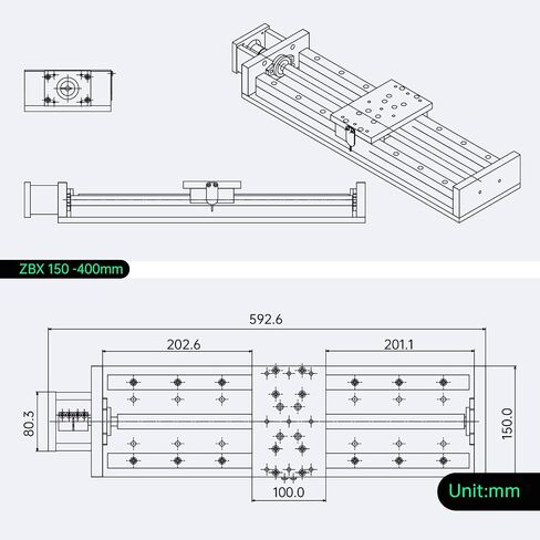 RATTMMOTOR ZBX150-400mm/15.75" Stroke CNC Linear Stage Motion Actuator X/Y/Z Axis Cross Sliding Table Double Linear Slide Rail Guide 1605 Ballscrew with Limit Switch+Motor Mount Bracket for CNC Router in Saudi Arabia