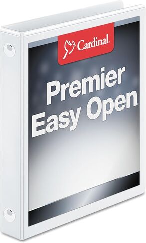 Cardinal 3 Ring Binder, 3 Inch Premier Easy Open Binder, ONE-Touch Locking Round Rings, 575-Sheet Capacity, ClearVue Cover, PVC-Free, White (11130CB) in Saudi Arabia