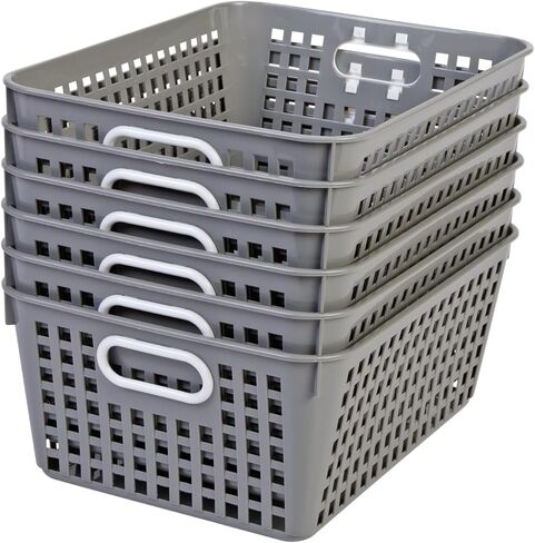 Really Good Stuff Medium Plastic Book Baskets, 11" by 7½" by 4½" - 6 Pack, Group Color | Versatile Storage Solution for Classroom, Home and Office l Toy Storage, Multi-Purpose Organizer Basket in Saudi Arabia