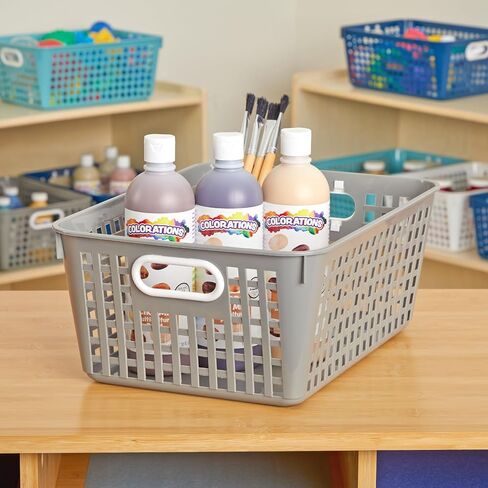 Really Good Stuff Medium Plastic Book Baskets, 11" by 7½" by 4½" - 6 Pack, Group Color | Versatile Storage Solution for Classroom, Home and Office l Toy Storage, Multi-Purpose Organizer Basket in Saudi Arabia