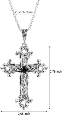HEXALOVA Gothic Cross Necklace for Women, Silver Cross Pendant, Y2k Goth Cross Necklace, Grunge Cross Necklace for Girls, Gothic Jewelry (7) in Saudi Arabia