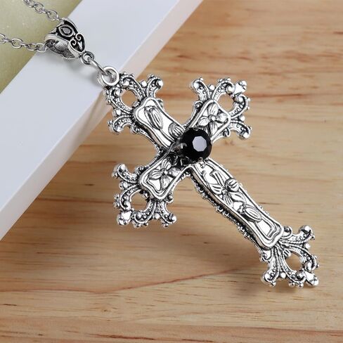 HEXALOVA Gothic Cross Necklace for Women, Silver Cross Pendant, Y2k Goth Cross Necklace, Grunge Cross Necklace for Girls, Gothic Jewelry (7) in Saudi Arabia