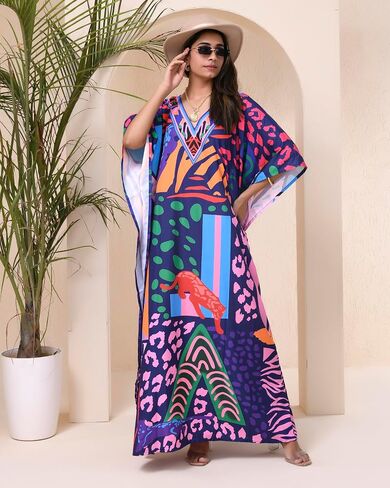 فساتين قفطان من REYNOSOHOMEDECOR للنساء مقاس كبير بدلة استحمام تغطي فساتين الشاطئ الطويلة in Saudi Arabia