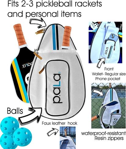 White Padel and Pickleball Bag for Men and Women Tennis Padel Sling Bag Backpack - Great for Padel, Tennis, Racquet ball, Squash & Pickeball with fence hook. in Saudi Arabia