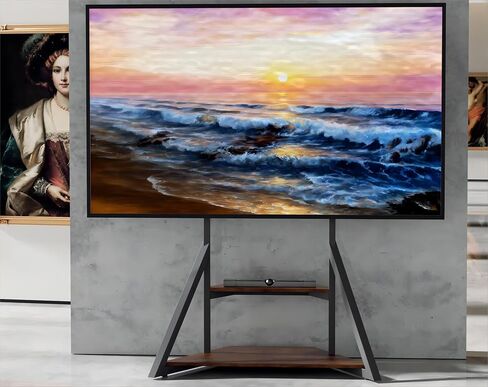 TV Stand with Mount, for 65 to 100 inch Large LCD/LED Flat Curved Screen Adjustable Heights Bracket Heavy Duty 2 Wooden Shelves Base VESA 800x600mm Max.Load Bearing 100kg in Saudi Arabia