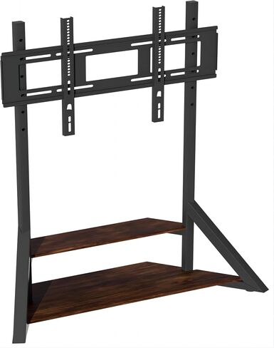 TV Stand with Mount, for 65 to 100 inch Large LCD/LED Flat Curved Screen Adjustable Heights Bracket Heavy Duty 2 Wooden Shelves Base VESA 800x600mm Max.Load Bearing 100kg in Saudi Arabia
