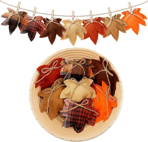 Frienda 21 Pcs Fall Thanksgiving Maple Leaf Hanging Ornaments Felt 3D Maple Leaf Hanging Decors Harvest Fall Leaves for Autumn Tree Farmhouse Festival Party Supplies DIY Craft Halloween Christmas in Saudi Arabia
