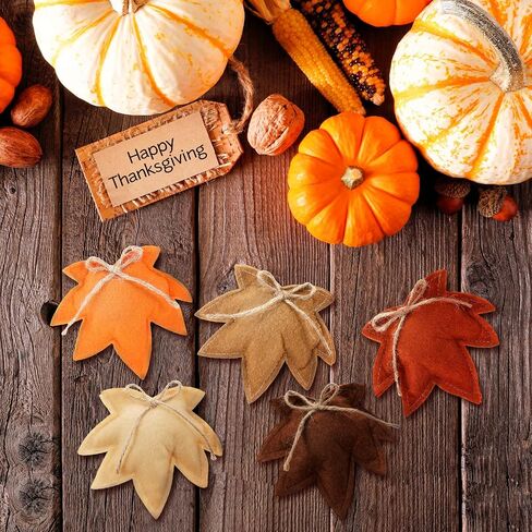 Frienda 21 Pcs Fall Thanksgiving Maple Leaf Hanging Ornaments Felt 3D Maple Leaf Hanging Decors Harvest Fall Leaves for Autumn Tree Farmhouse Festival Party Supplies DIY Craft Halloween Christmas in Saudi Arabia
