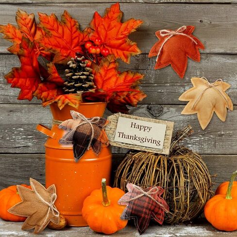 Frienda 21 Pcs Fall Thanksgiving Maple Leaf Hanging Ornaments Felt 3D Maple Leaf Hanging Decors Harvest Fall Leaves for Autumn Tree Farmhouse Festival Party Supplies DIY Craft Halloween Christmas in Saudi Arabia