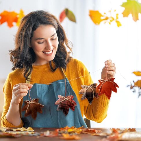 Frienda 21 Pcs Fall Thanksgiving Maple Leaf Hanging Ornaments Felt 3D Maple Leaf Hanging Decors Harvest Fall Leaves for Autumn Tree Farmhouse Festival Party Supplies DIY Craft Halloween Christmas in Saudi Arabia