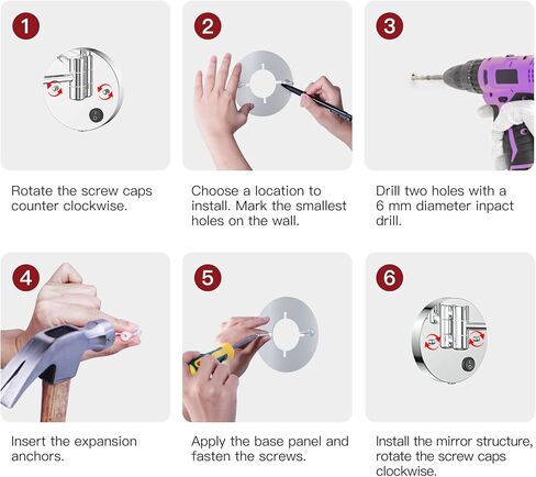 مرآة مكياج مضاءة مثبتة على الحائط مقاس 9 بوصات من Benbilry مع تكبير 10X، مرآة زينة LED مزدوجة الجوانب كبيرة الحجم، مرآة مكبرة 10X مع أضواء، مرآة حمام LED دوارة 360 درجة in Kuwait