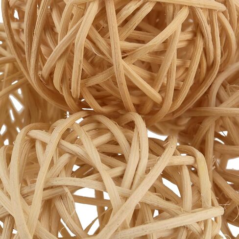 45 قطعة من كرات الروطان مقاس 5 سم مزخرفة، كرات الروطان ذات اللون الطبيعي للقهوة البيضاء، كرات صغيرة منسوجة من الروطان كرات زخرفية، كرات حشو وعاء المزهرية لحفلات الزفاف، تزيين الحفلات in Kuwait