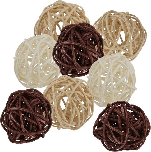 45 قطعة من كرات الروطان مقاس 5 سم مزخرفة، كرات الروطان ذات اللون الطبيعي للقهوة البيضاء، كرات صغيرة منسوجة من الروطان كرات زخرفية، كرات حشو وعاء المزهرية لحفلات الزفاف، تزيين الحفلات in Kuwait