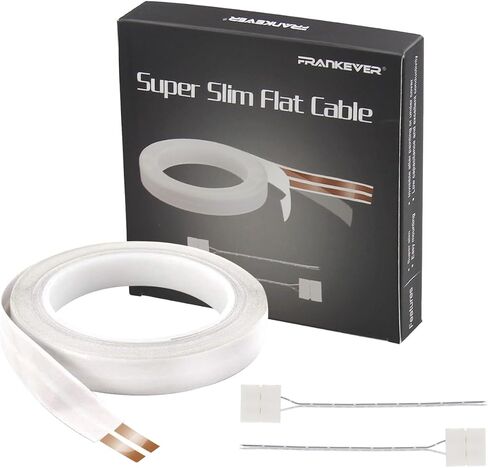 23-Gauge Hidden Super Flat Speaker Audio Cable Wire (25ft+2 Connectors-D) | FRANKEVER Super Flat Ghost Wire Suitable for Audio Wire, LED Lighting and Other Low Voltage Appliance Connection in Saudi Arabia