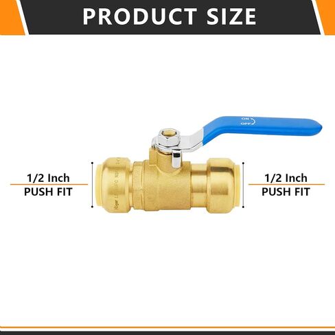 1-PC Push Fit Ball Valve, 1-Inch Push-to-Connect Full Port Shut-off Valve for Hot and Cold Water,with 1 Disconnect Clip, PEX,Copper,CPVC, Blue Valve in Kuwait