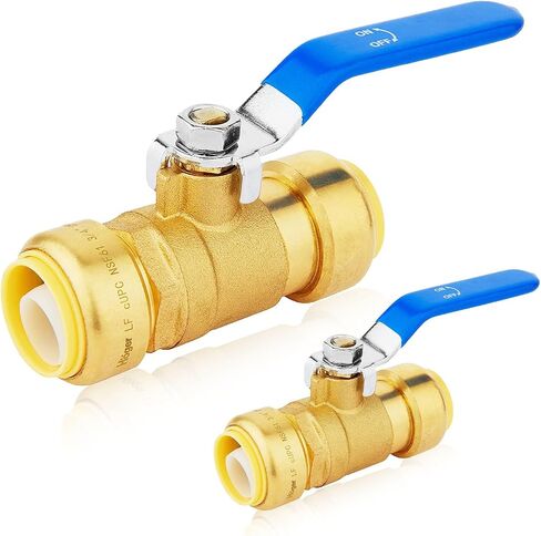 1-PC Push Fit Ball Valve, 1-Inch Push-to-Connect Full Port Shut-off Valve for Hot and Cold Water,with 1 Disconnect Clip, PEX,Copper,CPVC, Blue Valve in Kuwait