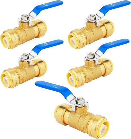 1-PC Push Fit Ball Valve, 1-Inch Push-to-Connect Full Port Shut-off Valve for Hot and Cold Water,with 1 Disconnect Clip, PEX,Copper,CPVC, Blue Valve in Kuwait