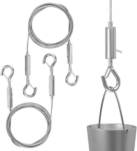 قطعتان من سلك تعليق الصور، حبل تعليق شديد التحمل من الفولاذ المقاوم للصدأ، حبل سلكي لتعليق الصور والمصابيح والمرايا (2 متر/حتى 66 رطل) in Kuwait