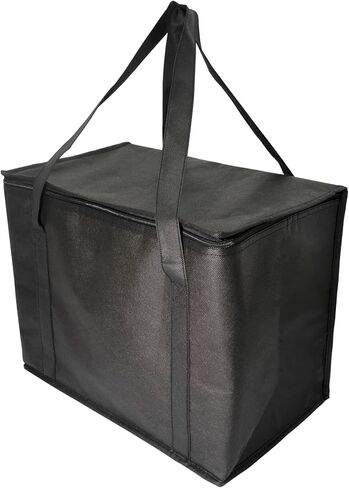 Insulated Cooler Bag and Food Warmer for Food Delivery & Grocery Shopping with Zippered Top Outdoors Insulated Food Delivery Bag (X-Large size 37L), Black, YEPP-CB-003 in Saudi Arabia