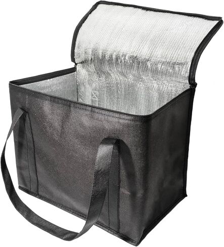 Insulated Cooler Bag and Food Warmer for Food Delivery & Grocery Shopping with Zippered Top Outdoors Insulated Food Delivery Bag (X-Large size 37L), Black, YEPP-CB-003 in Saudi Arabia