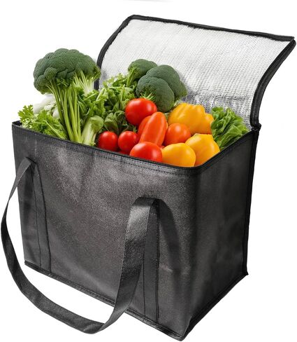 Insulated Cooler Bag and Food Warmer for Food Delivery & Grocery Shopping with Zippered Top Outdoors Insulated Food Delivery Bag (X-Large size 37L), Black, YEPP-CB-003 in Saudi Arabia
