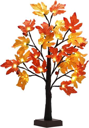 Thanksgiving Decorations Tabletop Lighted Maple Tree - Fall Decor with Warm LEDs, Maple Leaves, Pine Cones, Acorn, and Pumpkin LEDs for Fall Decorations for Home in Saudi Arabia