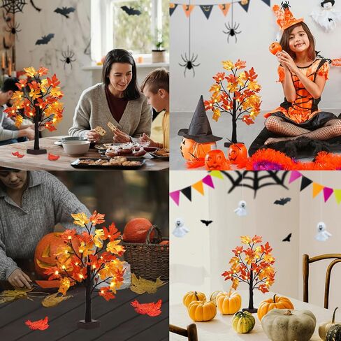 Thanksgiving Decorations Tabletop Lighted Maple Tree - Fall Decor with Warm LEDs, Maple Leaves, Pine Cones, Acorn, and Pumpkin LEDs for Fall Decorations for Home in Saudi Arabia