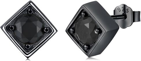Black Cubic Zirconia Stud Earring 925 Sterling Silver Pentagon Earrings CZ Earrings for Women Girls in Saudi Arabia