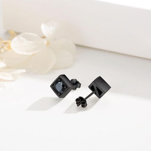 Black Cubic Zirconia Stud Earring 925 Sterling Silver Pentagon Earrings CZ Earrings for Women Girls in Saudi Arabia