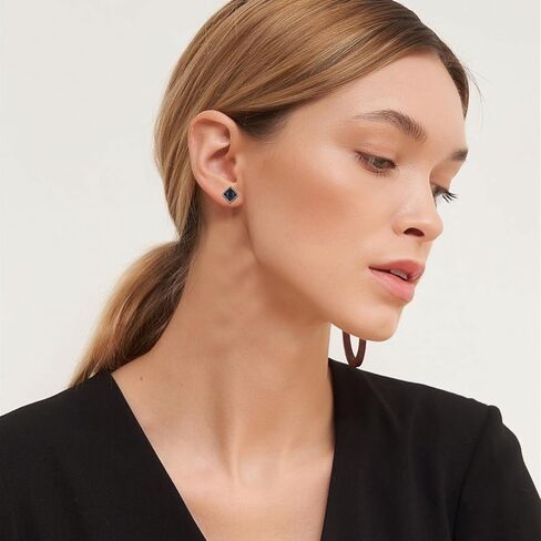 Black Cubic Zirconia Stud Earring 925 Sterling Silver Pentagon Earrings CZ Earrings for Women Girls in Saudi Arabia