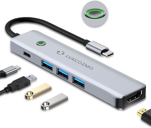 USB Hub 5 Ports, Multiple USB Hub 3.0 & TF/SD Card Reader, USB Splitter 5 in 1 USB Extender Compatible with MacBook/Pad Pro/Dell/HP Laptop/Phones… in Saudi Arabia