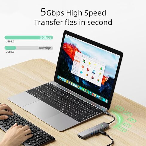 USB Hub 5 Ports, Multiple USB Hub 3.0 & TF/SD Card Reader, USB Splitter 5 in 1 USB Extender Compatible with MacBook/Pad Pro/Dell/HP Laptop/Phones… in Saudi Arabia