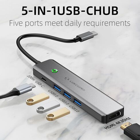 USB Hub 5 Ports, Multiple USB Hub 3.0 & TF/SD Card Reader, USB Splitter 5 in 1 USB Extender Compatible with MacBook/Pad Pro/Dell/HP Laptop/Phones… in Saudi Arabia