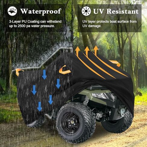 غطاء ATV مقاوم للماء عالي التحمل 300D 4 عجلات، أغطية حماية خارجية لجميع الأحوال الجوية تناسب بولاريس كاواساكي سوزوكي هوندا-XL in Kuwait