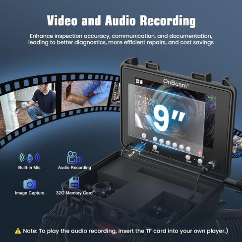 كاميرا الصرف الصحي مع محدد الموقع، كاميرا تصريف OnBeam 1080P مع التسوية الذاتية، عداد المسافة، كاميرا السباكة مع DVR، كاميرا أنبوبية IPS مقاس 9 بوصات ثعبان 200 قدم IP68 مقاومة للماء، كاميرا منظار مع مسبار 512 هرتز in Saudi Arabia