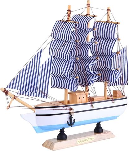 STOBOK 1pc 24cm Sailboat Ornament Nautical Decor Vintage Sail Boat Model Pirate Model Wooden Sailing Models Home Decoration Seaside Non-Woven Fabric Ocean Boat in Saudi Arabia