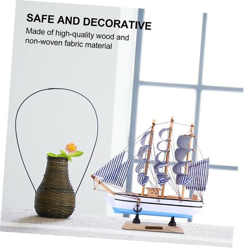 STOBOK 1pc 24cm Sailboat Ornament Nautical Decor Vintage Sail Boat Model Pirate Model Wooden Sailing Models Home Decoration Seaside Non-Woven Fabric Ocean Boat in Saudi Arabia