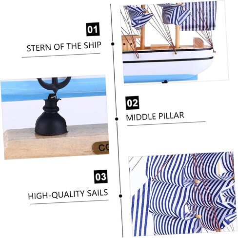 STOBOK 1pc 24cm Sailboat Ornament Nautical Decor Vintage Sail Boat Model Pirate Model Wooden Sailing Models Home Decoration Seaside Non-Woven Fabric Ocean Boat in Saudi Arabia