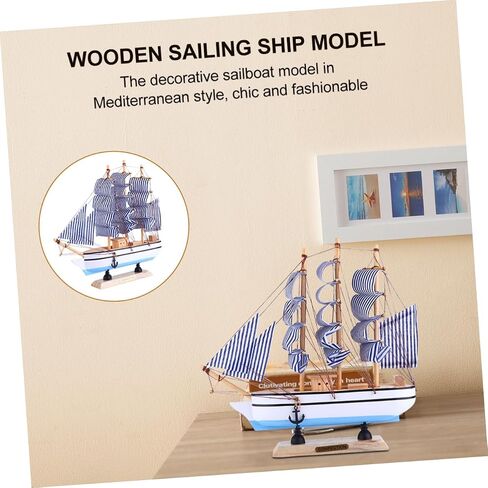STOBOK 1pc 24cm Sailboat Ornament Nautical Decor Vintage Sail Boat Model Pirate Model Wooden Sailing Models Home Decoration Seaside Non-Woven Fabric Ocean Boat in Saudi Arabia