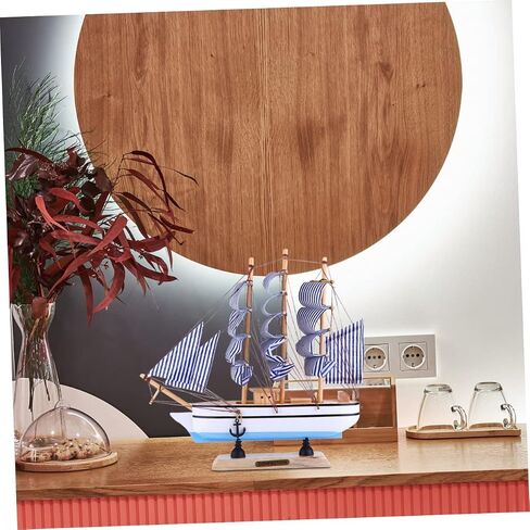 STOBOK 1pc 24cm Sailboat Ornament Nautical Decor Vintage Sail Boat Model Pirate Model Wooden Sailing Models Home Decoration Seaside Non-Woven Fabric Ocean Boat in Saudi Arabia