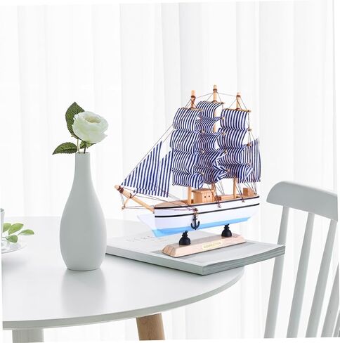STOBOK 1pc 24cm Sailboat Ornament Nautical Decor Vintage Sail Boat Model Pirate Model Wooden Sailing Models Home Decoration Seaside Non-Woven Fabric Ocean Boat in Saudi Arabia